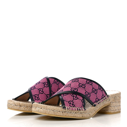 Gucci Monogram Multicolor Criss Cross Espadrille Sandals 41 Pink Blue 5 of 12