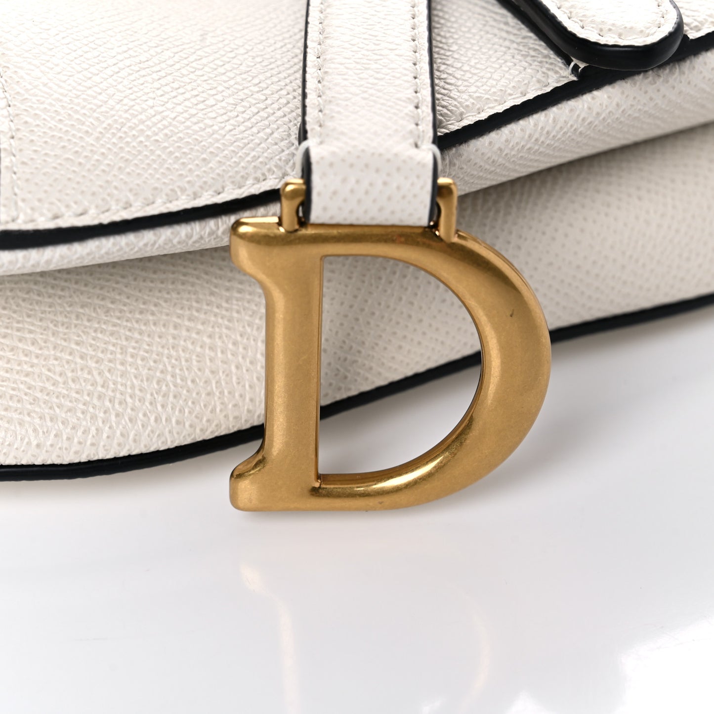 Grained Calfskin Mini Saddle Bag White