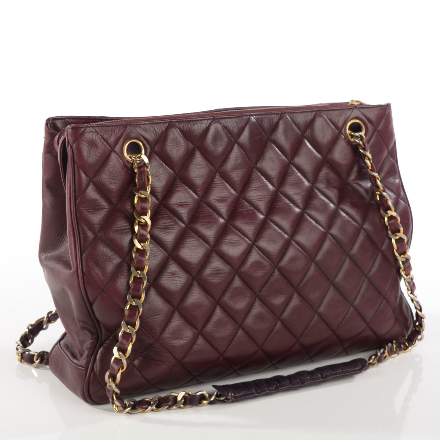 Lambskin Quilted Shoulder Bag Bordeaux