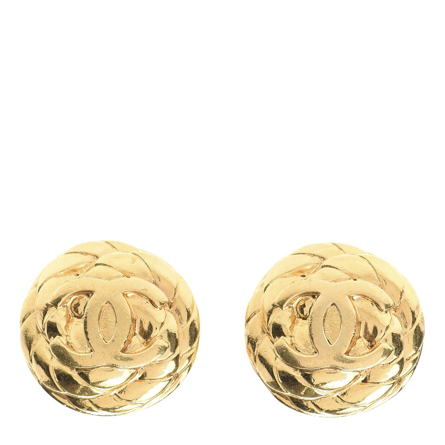 Chanel CC Button Clip On Earrings Gold 1 of 4