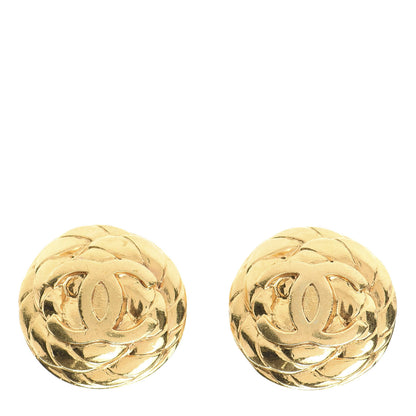 Chanel CC Button Clip On Earrings Gold 1 of 4