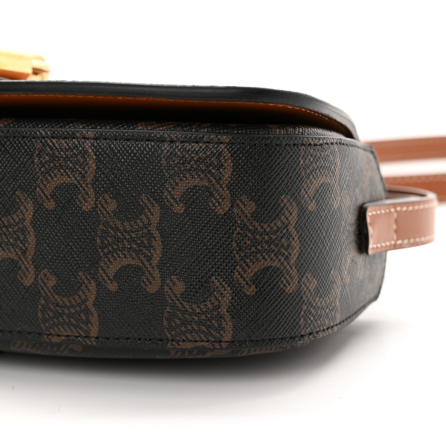 Celine Triomphe Canvas Calfskin Tabou Clutch on Strap Tan 11 of 12
