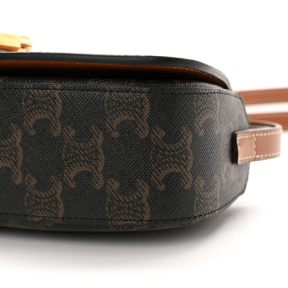 Celine Triomphe Canvas Calfskin Tabou Clutch on Strap Tan 11 of 12