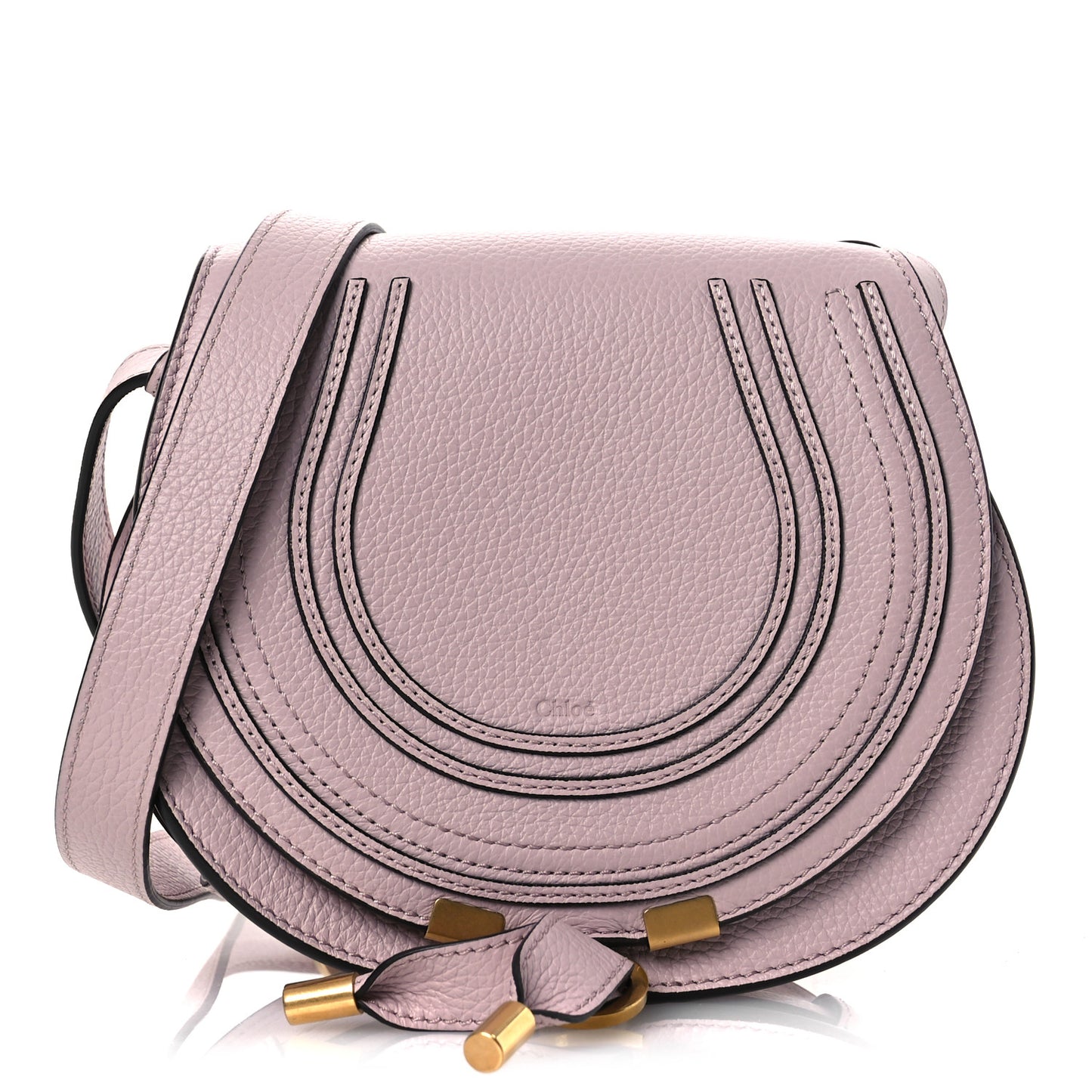 Calfskin Small Marcie Round Crossbody Bag Misty Lavender