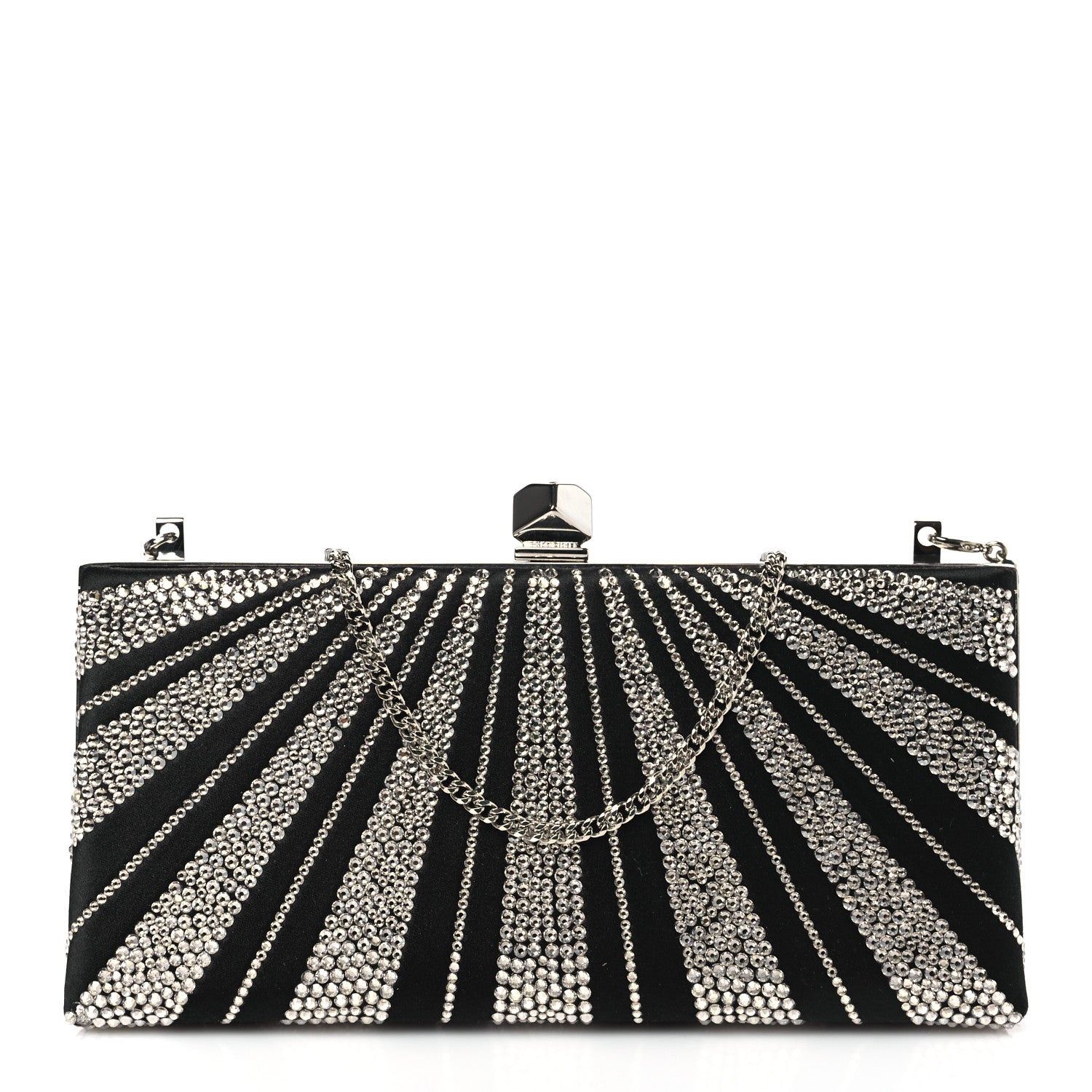 Jimmy Choo Satin Crystal Box Clutch Black 1 of 9
