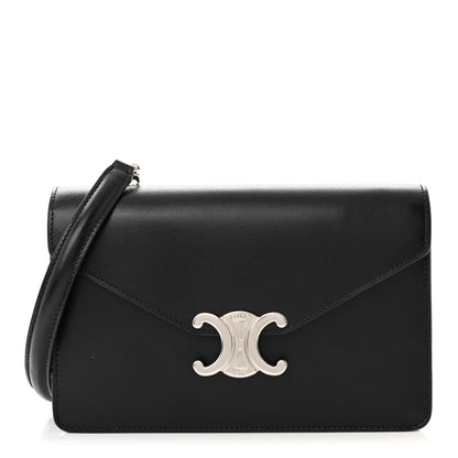 Celine Shiny Calfskin Triomphe Margo Wallet on Chain Black 1 of 11