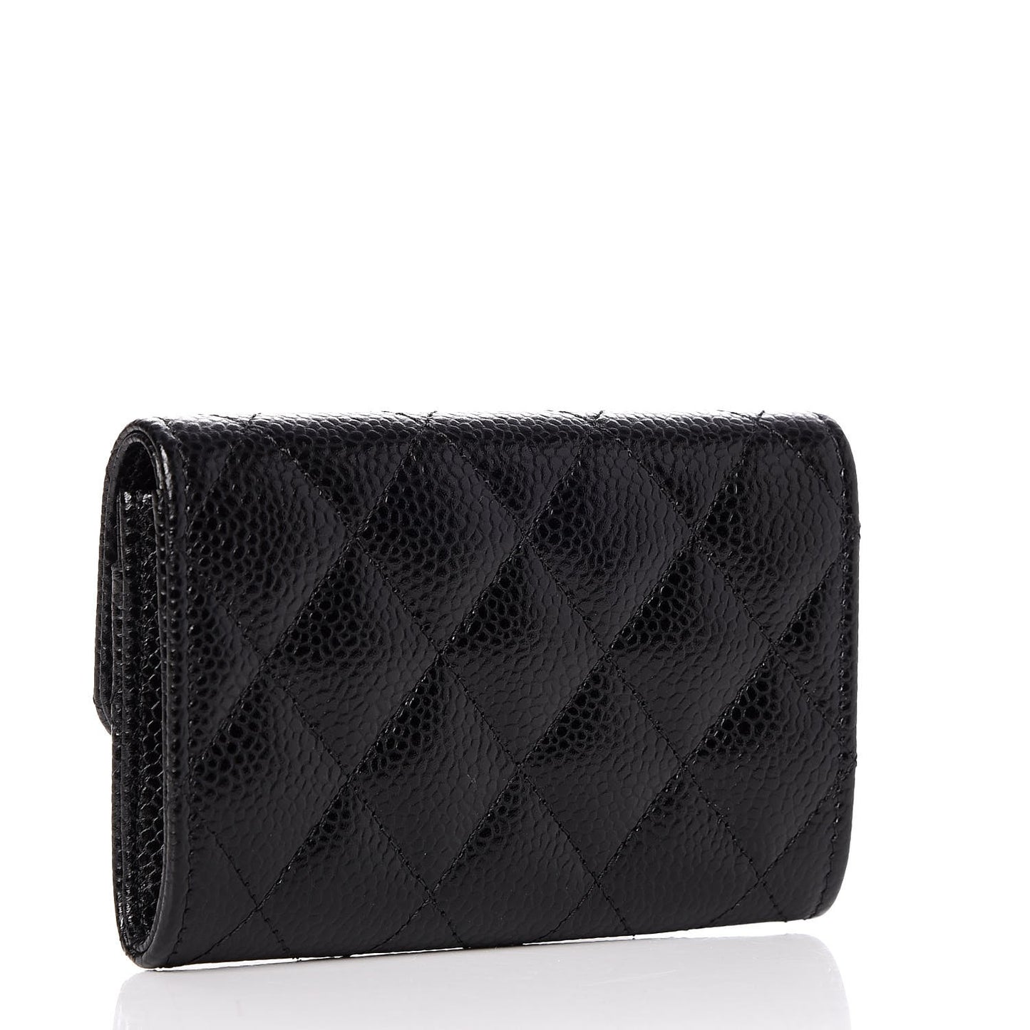 Caviar Quilted Flap Card Holder Black