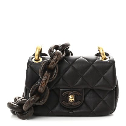 Chanel Lambskin Wenge Quilted Mini Fashion Wood Square Flap Dark Purple 1 of 11