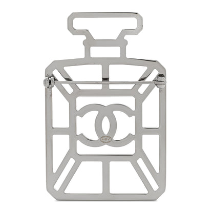 Chanel Ruthenium Crystal Perfume Bottle CC Brooch Iridescent Blue 3 of 4