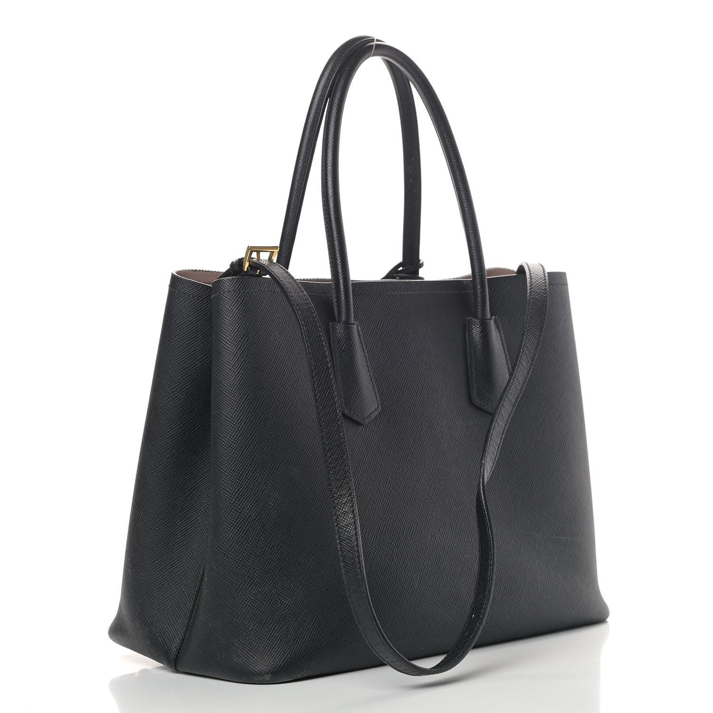 Saffiano Cuir Medium Double Bag Black Mughetto