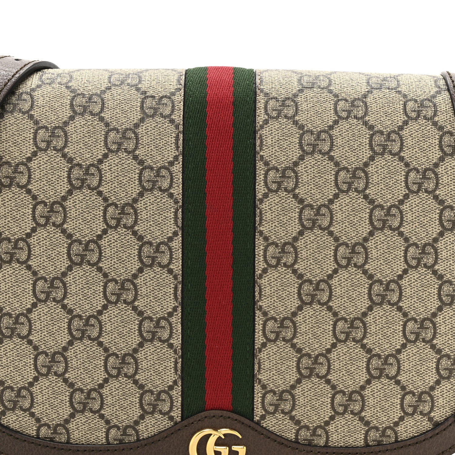 Gucci GG Supreme Monogram Web Small Ophidia Flap Messenger Bag Brown 8 of 12
