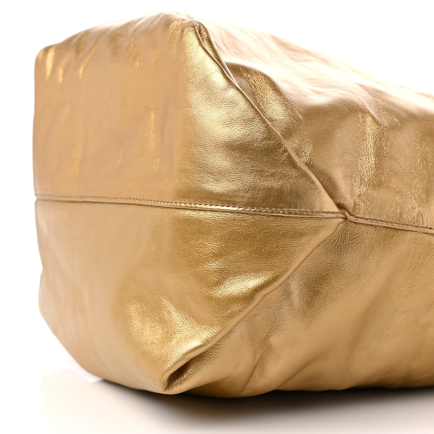 Lambskin Teddy Drawstring Bag Gold