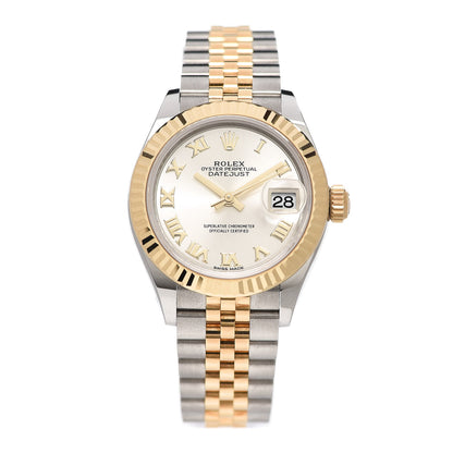 Rolex Stainless Steel 18K Yellow Gold 28mm Oyster Perpetual Datejust Watch Silver Roman 279173 1 of 4