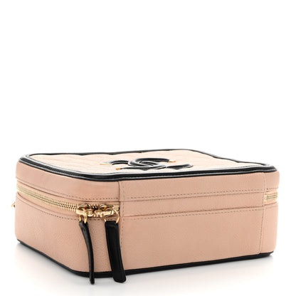 Chanel Caviar Quilted Medium CC Filigree Vanity Case Beige Black 4 of 10