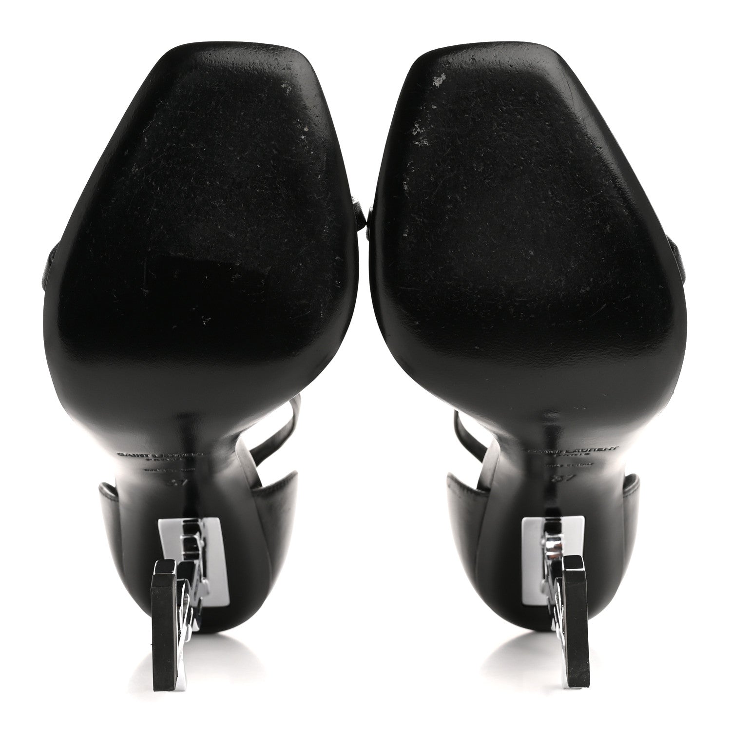 Saint Laurent Calfskin Opyum 110 Sandals 37 Black Silver 6 of 11