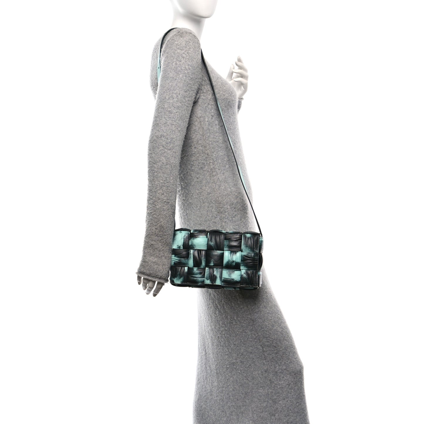 Foulard Tie Dye Maxi Intrecciato Padded Cassette Crossbody Bag Celadon Inkwell