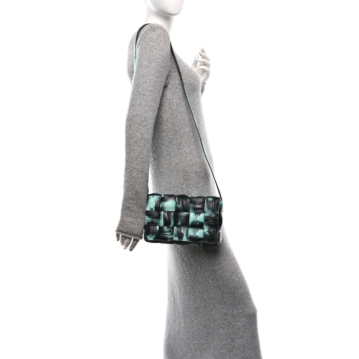 Bottega Veneta Foulard Tie Dye Maxi Intrecciato Padded Cassette Crossbody Bag Celadon Inkwell 2 of 14