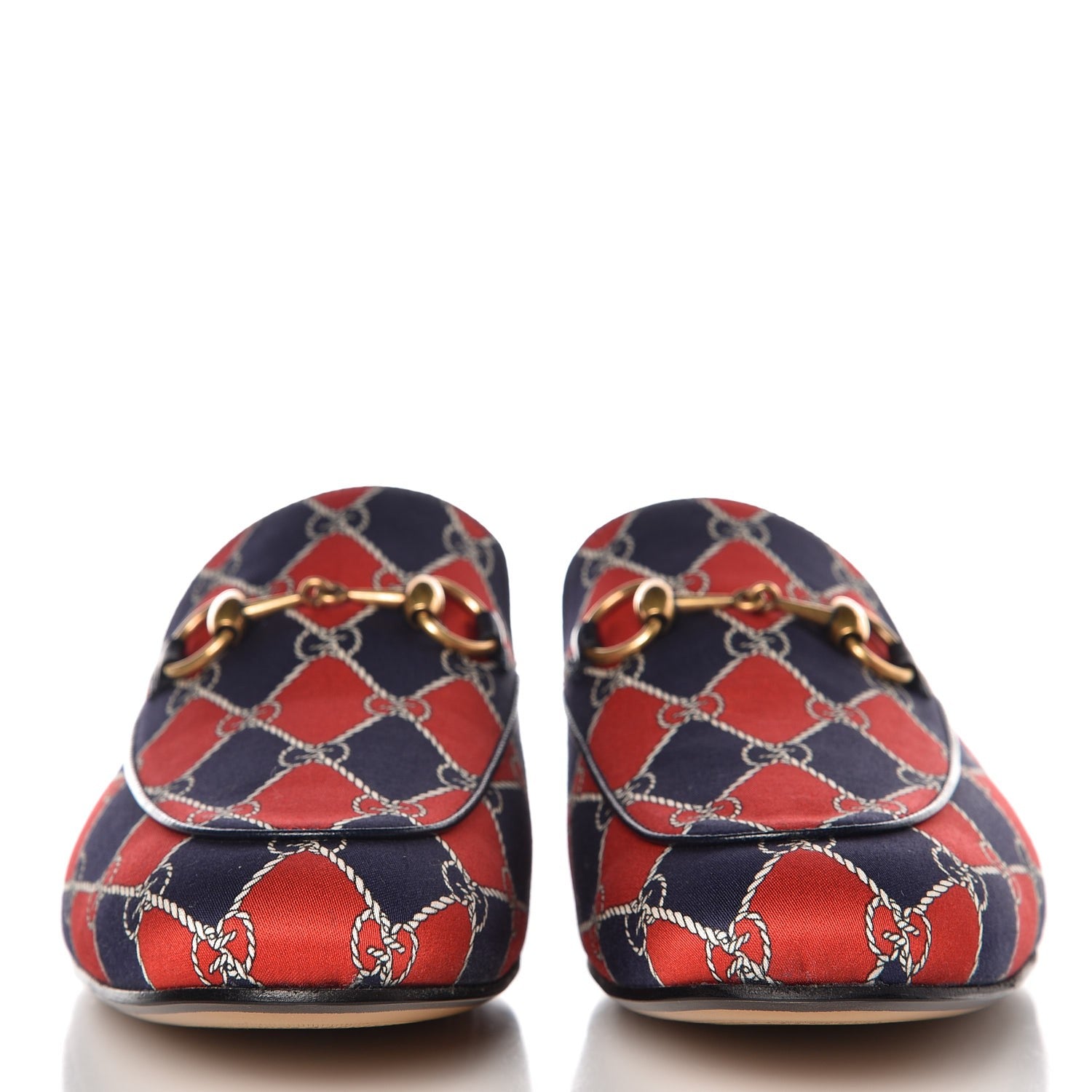 Gucci Mini GG Rhombus Chain Mens Princetown Slippers 7 Royal Bleuett Red 2 of 10