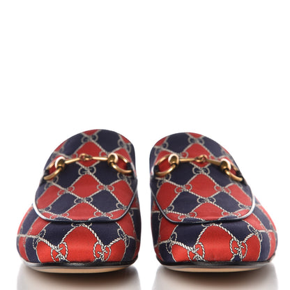 Gucci Mini GG Rhombus Chain Mens Princetown Slippers 7 Royal Bleuett Red 2 of 10