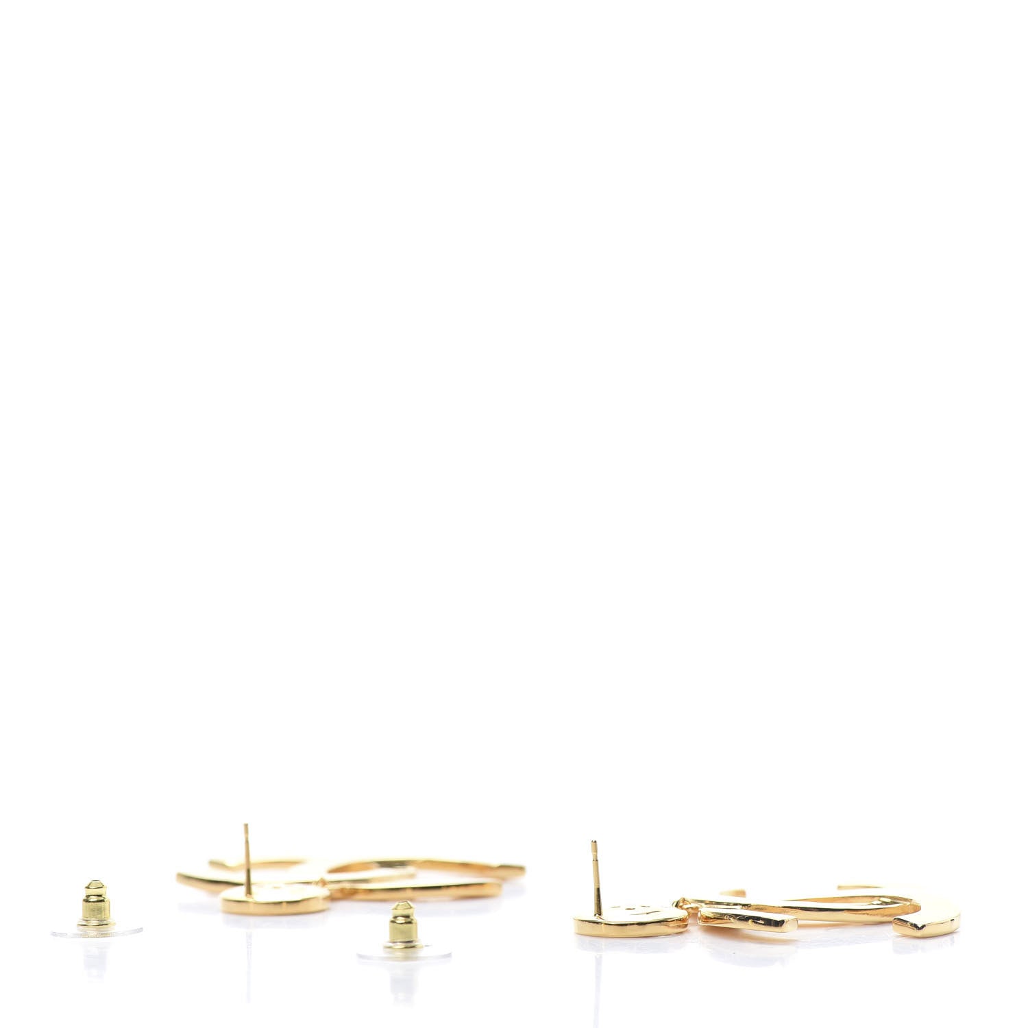 Chanel Metal Large Paris Button Earrings Gold 3 of 5