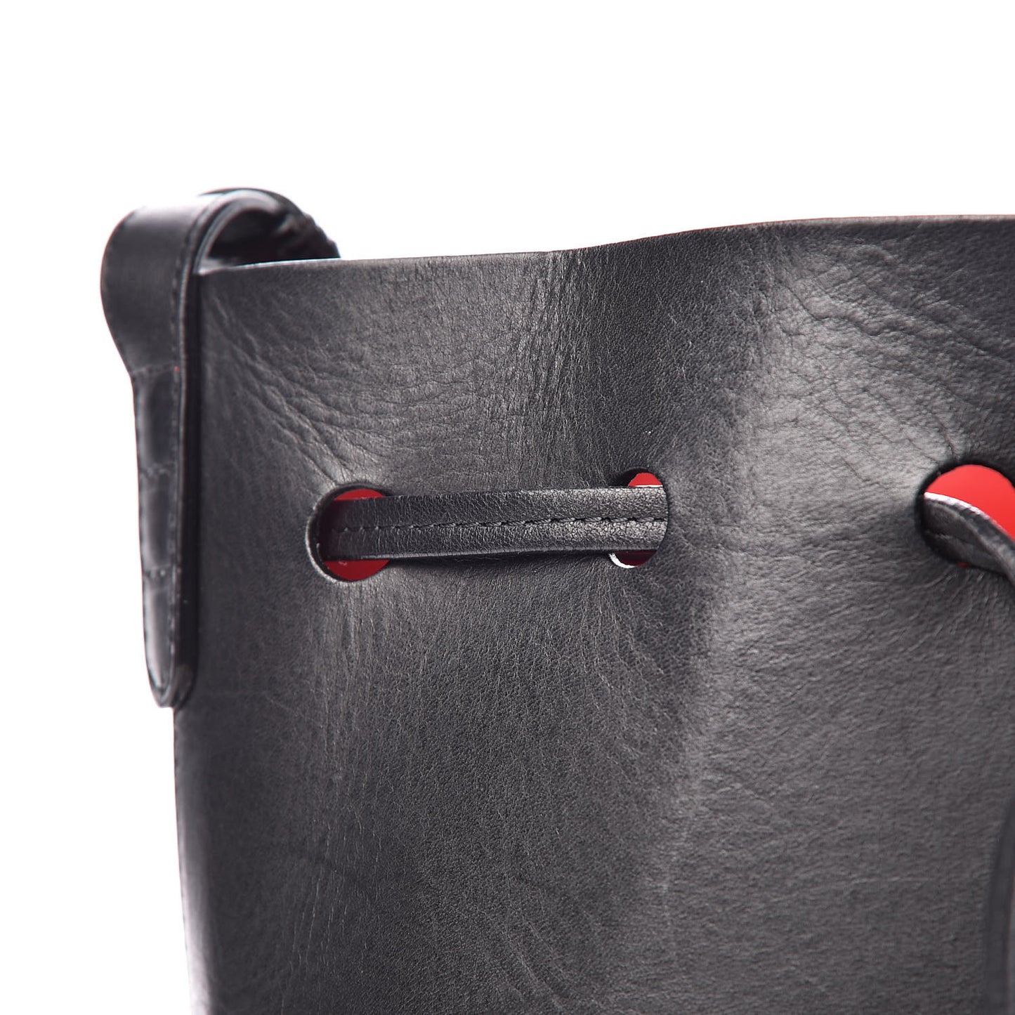 Vegetable Tanned Calfskin Mini Bucket Bag Black Flamma