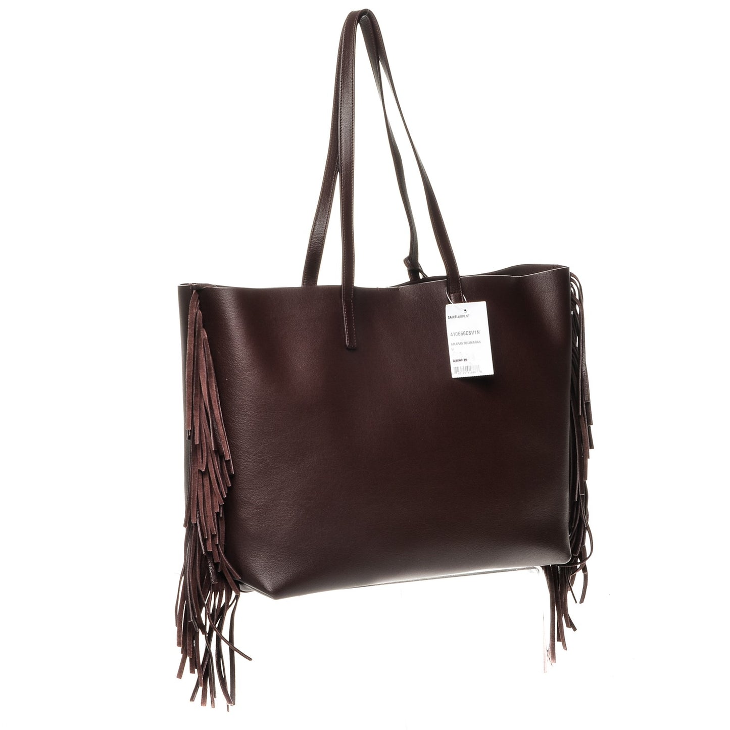 Calfskin Large Fringe Shopping Tote Amaranto