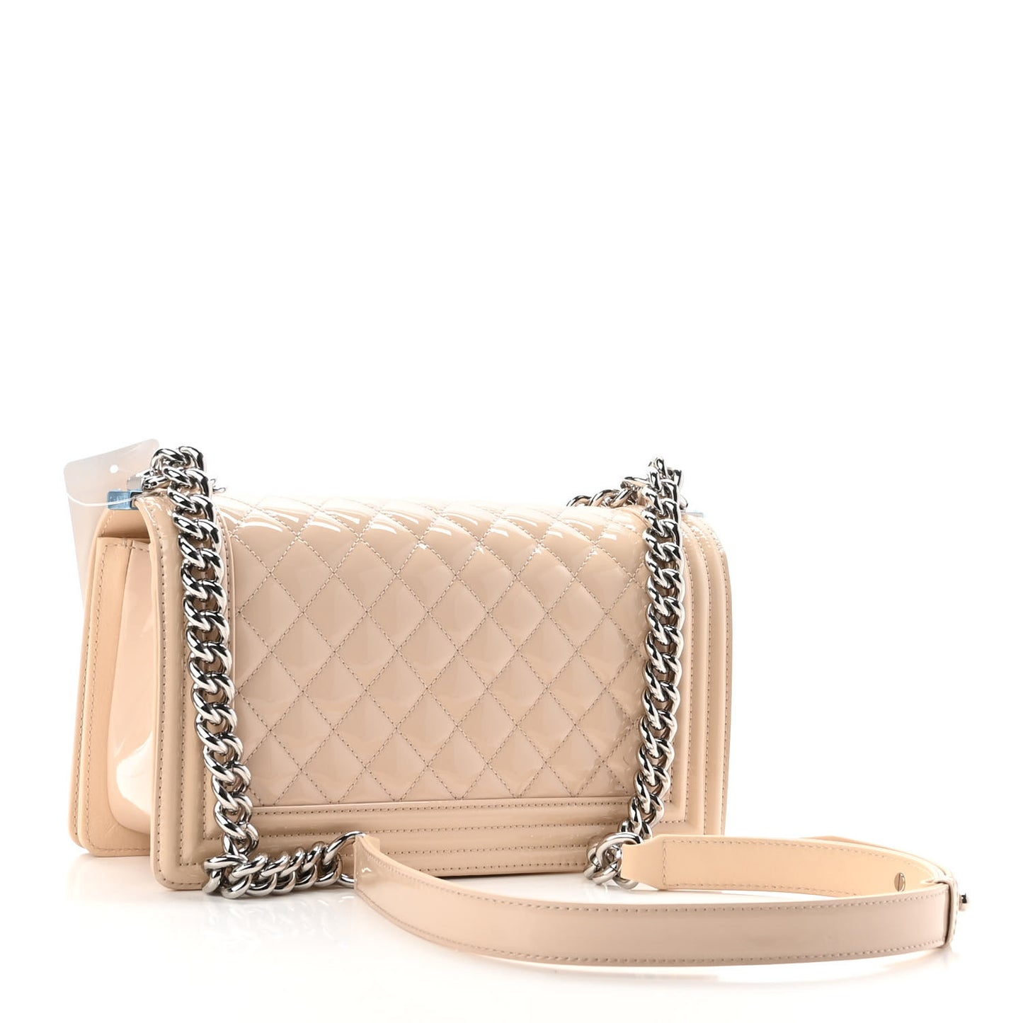 Patent CalfskinMedi um Boy Flap Plexiglass Beige