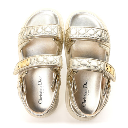 Christian Dior Laminated Sheepskin Cannage Dioract Sandals 38.5 Pale Gold 2 of 8