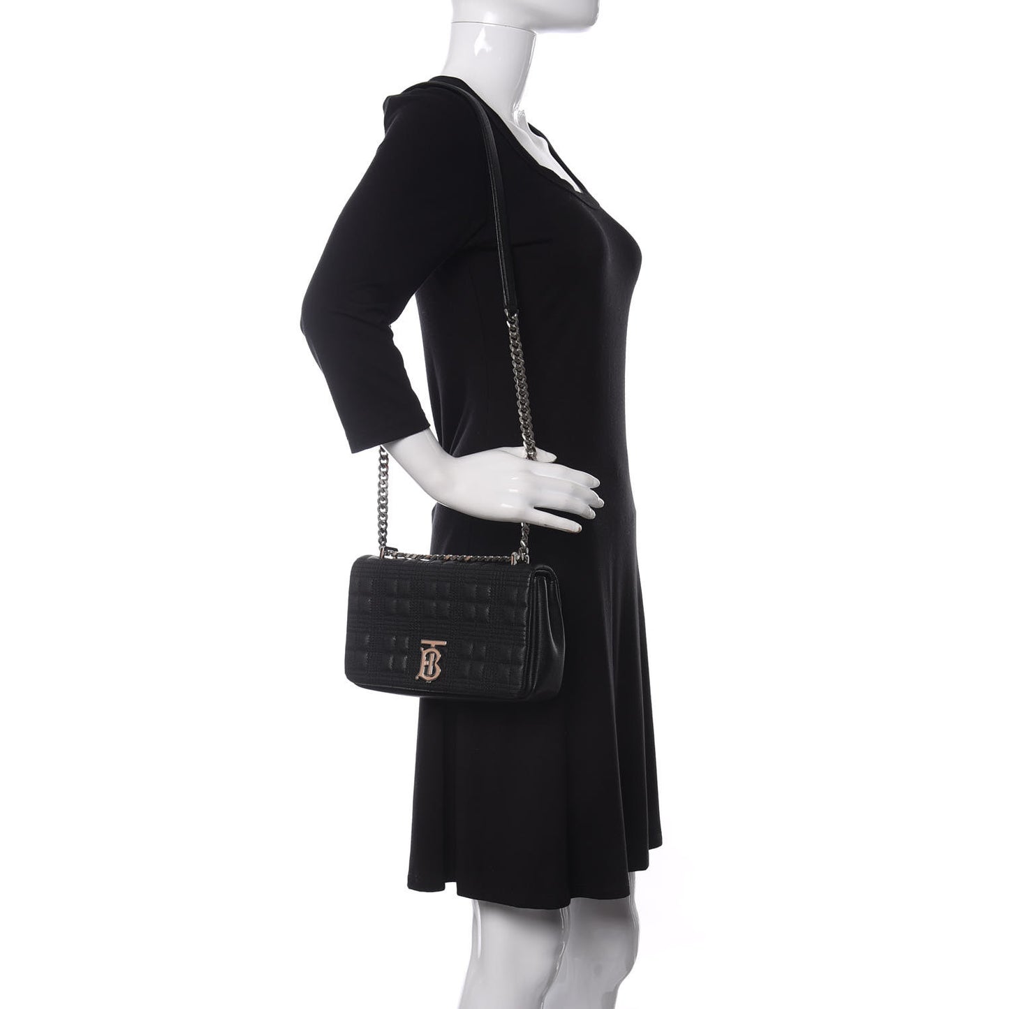 Grainy Calfskin Quilted Lola Bag Black