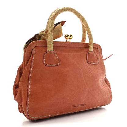 Miu Miu Vitello Crocodile Embossed Kisslock Bow Bag Coral 3 of 9
