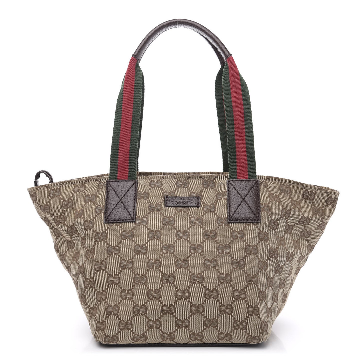 GG Monogram Medium Web Handle Bucket Tote Dark Brown