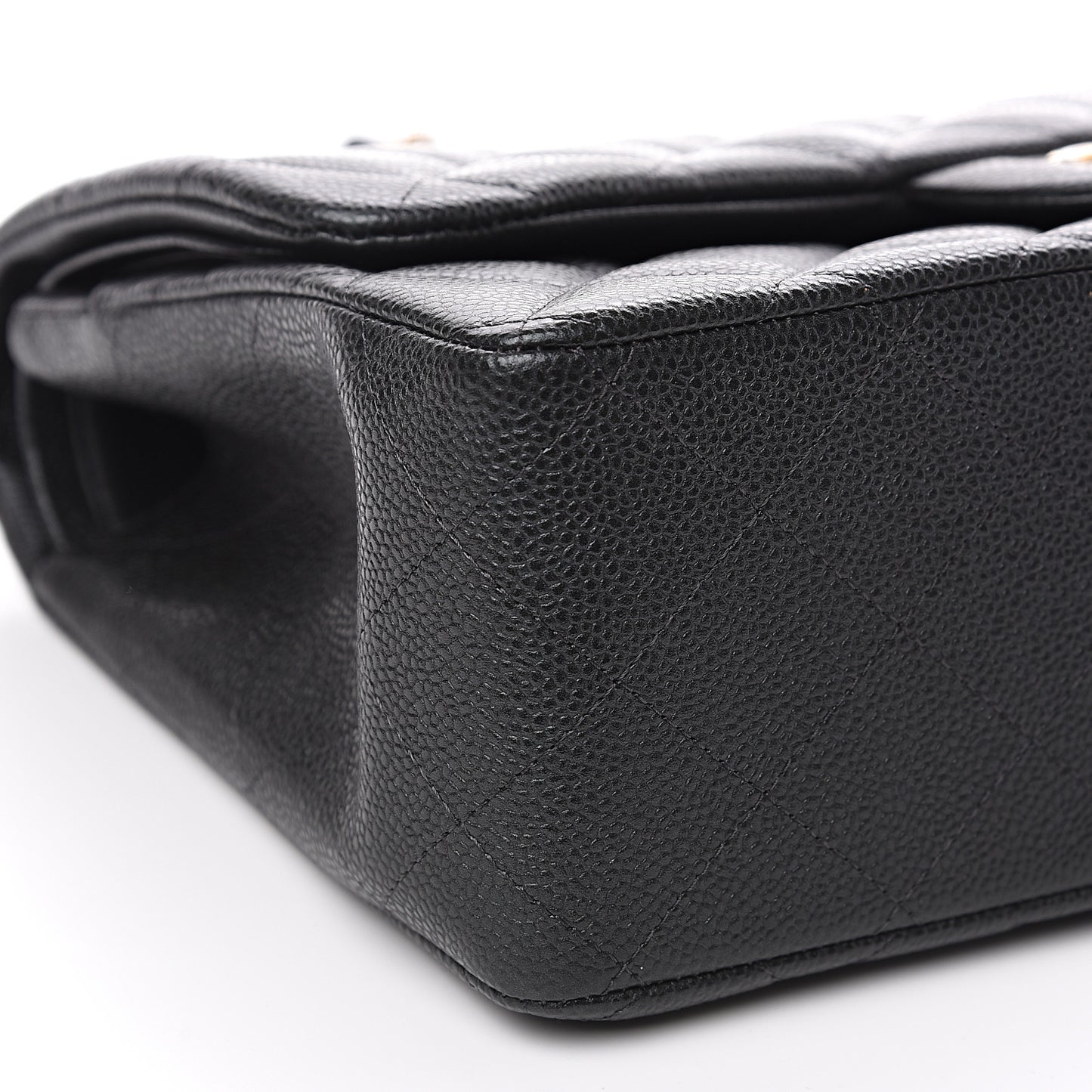 Caviar Quilted Jumbo Double Flap Grey