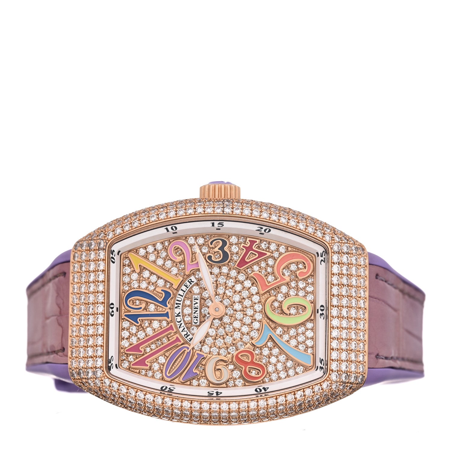 Franck Muller 18K Rose Gold Alligator Diamond Pave Bezel 35mm Vanguard Quartz Watch V35QZDCD 2 of 5
