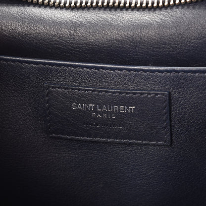 Saint Laurent Calfskin Croc Embossed Small Monogram Downtown Cabas Blue 6 of 8