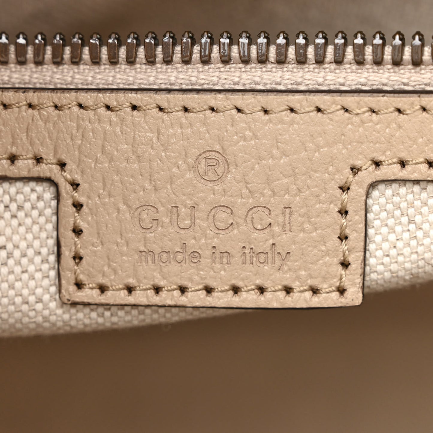 GG Supreme Monogram Textured Dollar Calfskin Small Retro Interlocking G Tote Bag Beige Mystic White Oatmeal