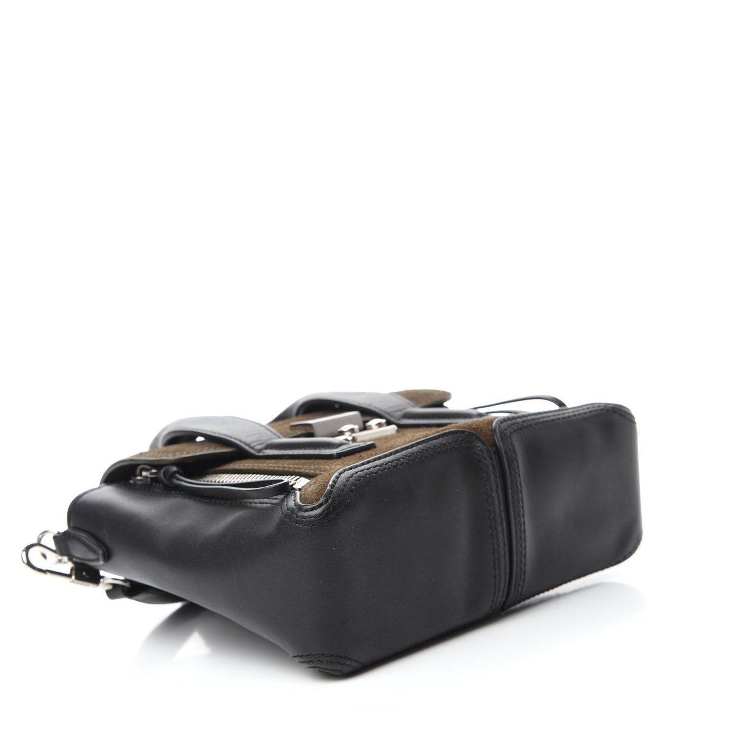 Suede Calfskin Mini Pashli Satchel Dark Moss