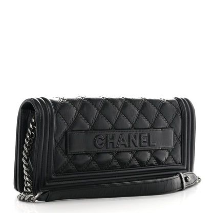 Chanel Calfskin Double Stitch Boy Clutch With Removable Chain Black 3 of 11