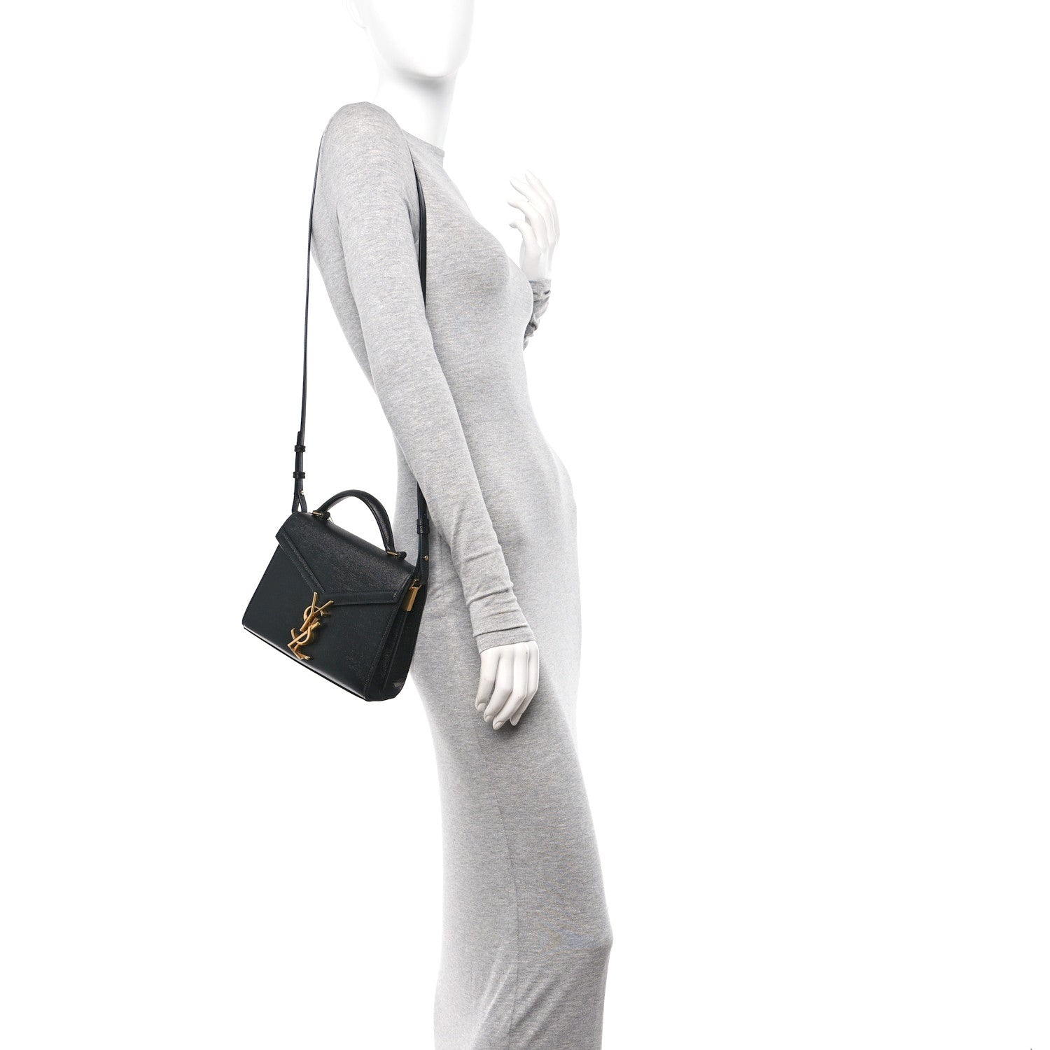 Saint Laurent Grain de Poudre Mini Classic Monogram Cassandra Top Handle Black 2 of 9