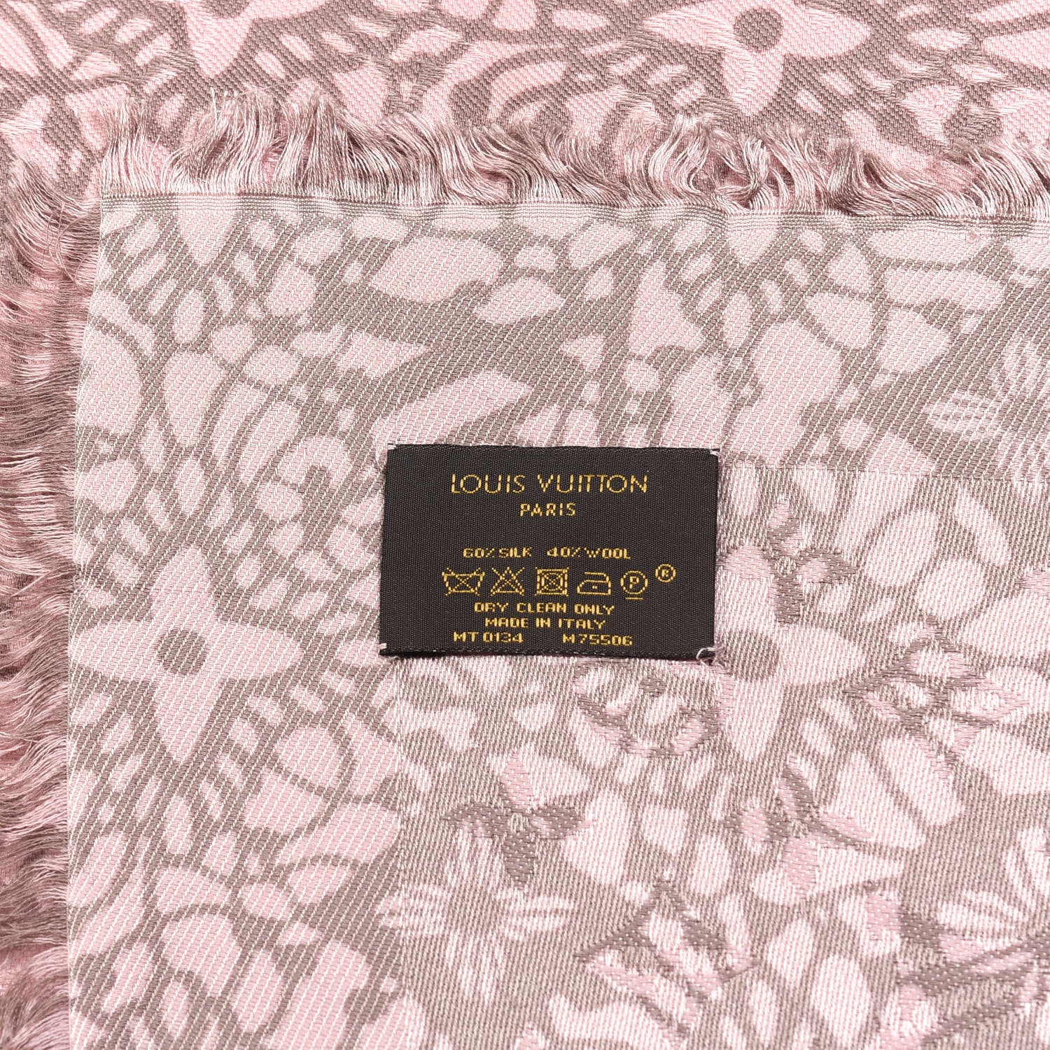 Louis Vuitton Silk Wool Monogram Dentelle Shawl Scarf Rose Poudre 4 of 6