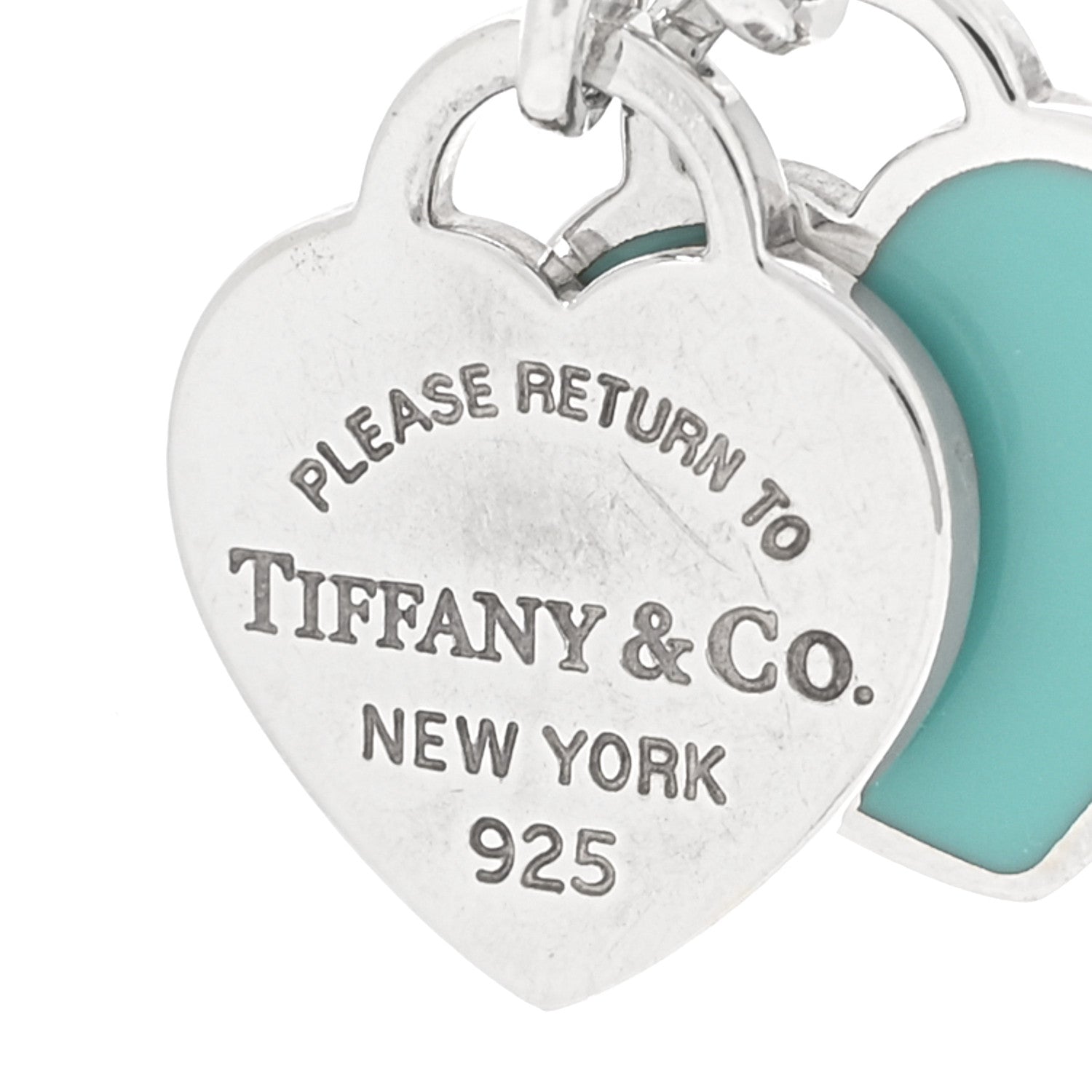 Tiffany Sterling Silver Enamel Return to Tiffany Double Mini Heart