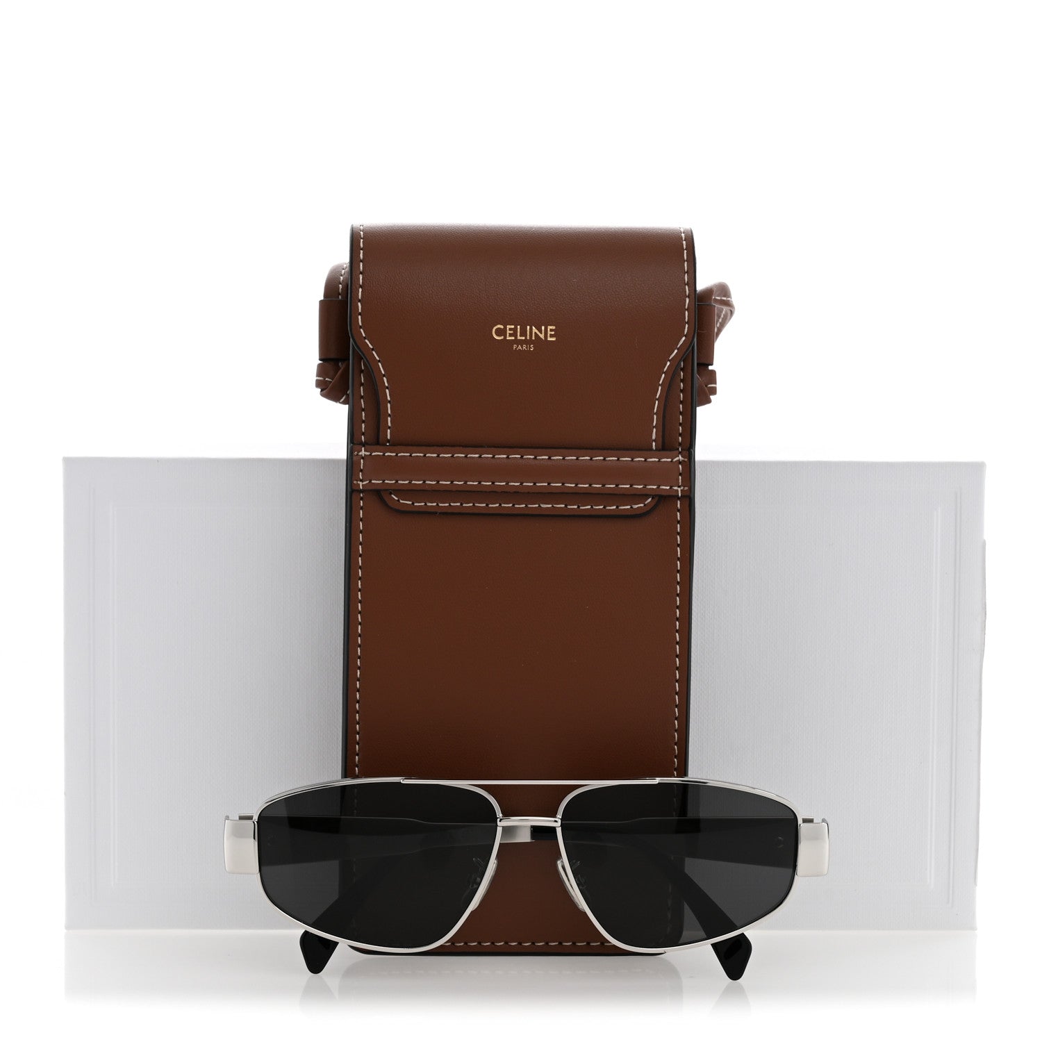 Celine Metal Triomphe 03 Sunglasses CL40281U Silver Smoke 7 of 7
