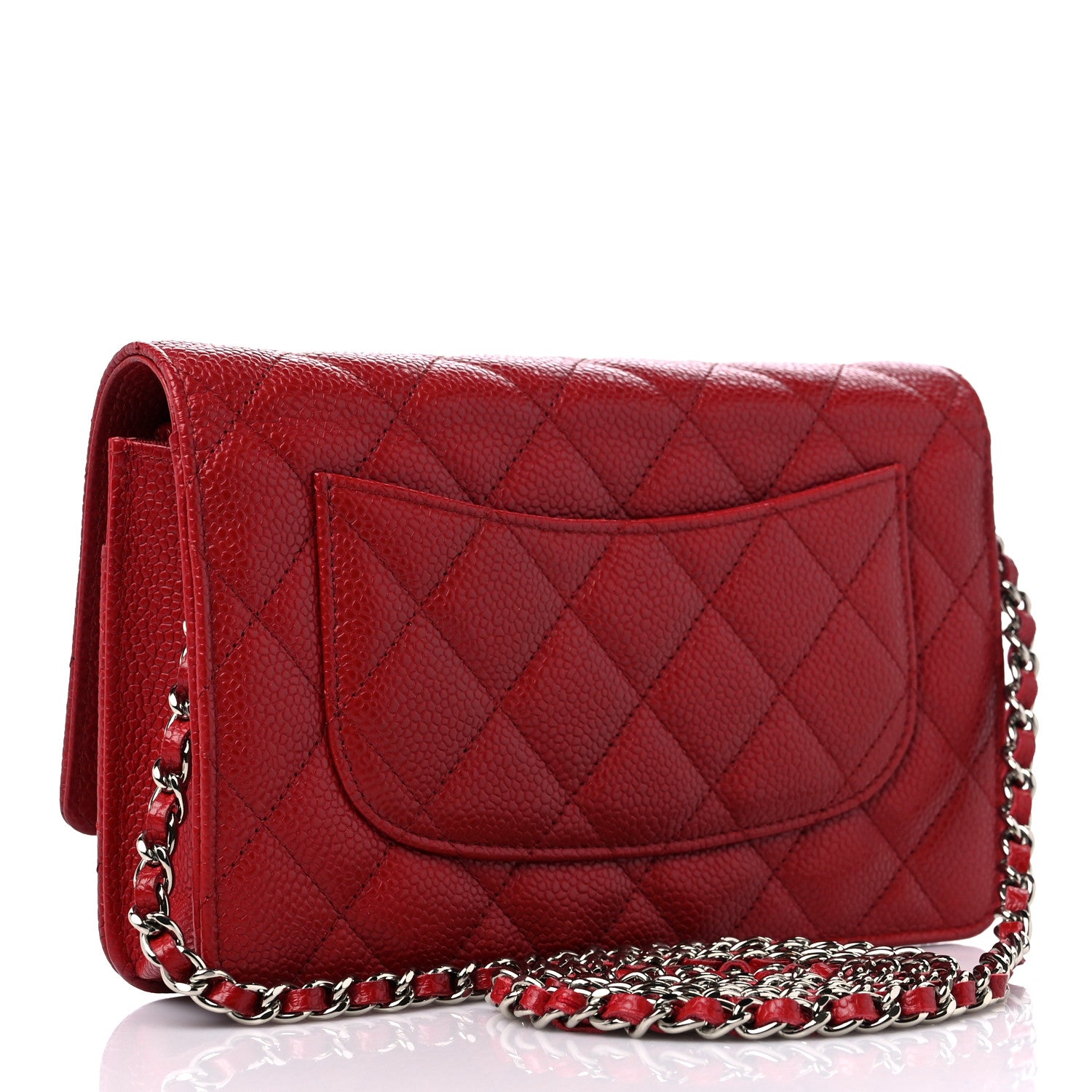 Chanel Caviar Quilted Wallet on Chain WOC Dark Red 4 of 14