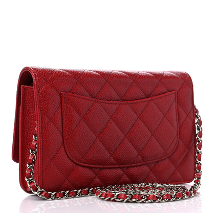 Chanel Caviar Quilted Wallet on Chain WOC Dark Red 4 of 14