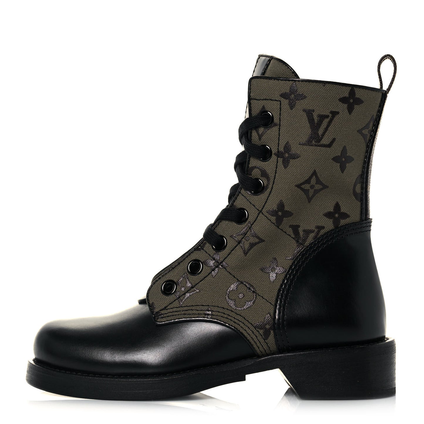 Canvas Calfskin Metropolis Flat Ranger Boot 36.5 Khaki Green