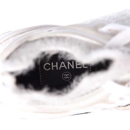 Chanel Suede Calfskin Stretch Fabric CC Sneakers 37 White 5 of 8