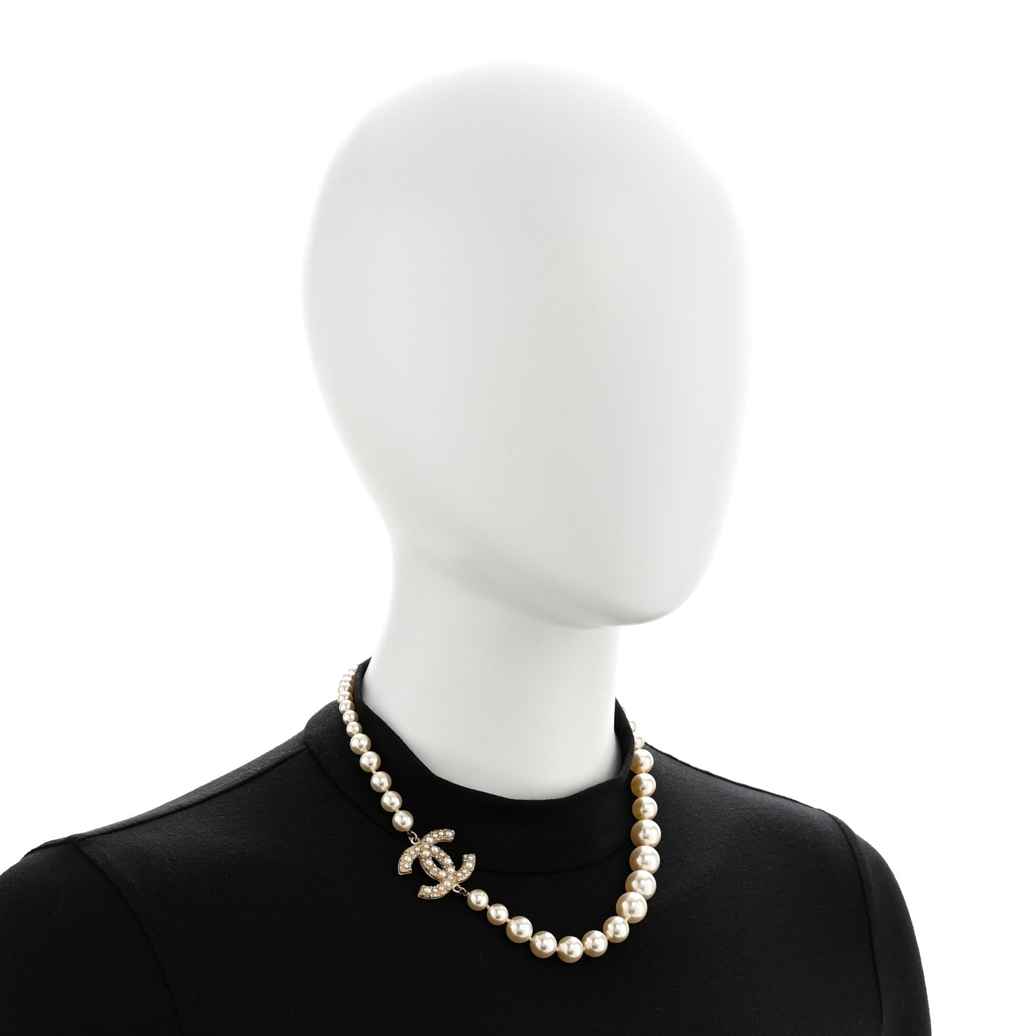 Chanel Pearl CC 100th Anniversary Necklace Light Gold 1842868