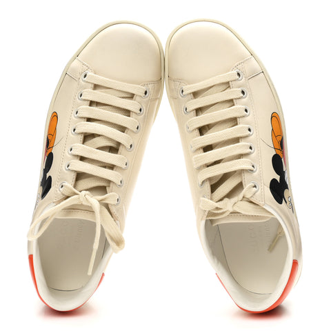 X DISNEY Miro Soft Calfskin Mickey Mouse Print Womens Ace Sneakers 36 Ivory Deep Orange