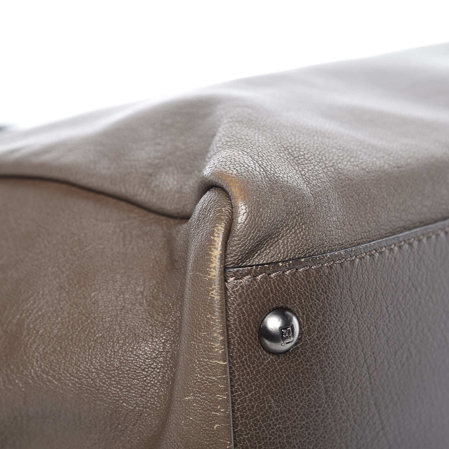 Fendi Goatskin Zucca Large Peekaboo Iconic Satchel Taupe Tobacco Moro 13 of 17
