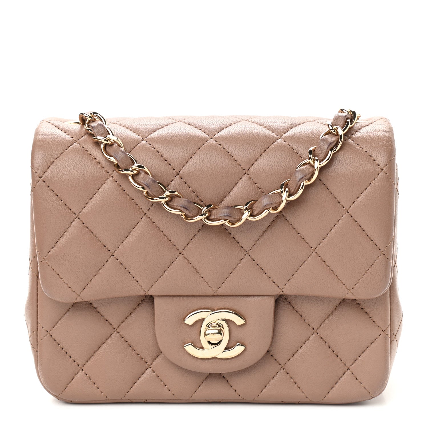 Chanel Lambskin Quilted Mini Square Flap Beige 1 of 10