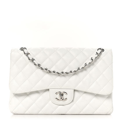 Chanel Caviar Quilted Jumbo Double Flap White 1 of 10